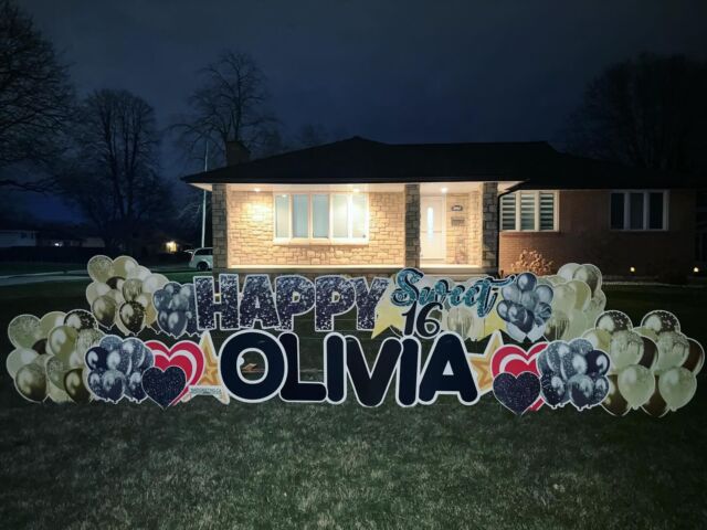 Happy Sweet 16 Olivia! #happybirthday #happy16thbirthday #happysweet16 #sweet16 #sweet16party #sweet16birthday #olivia #surprise #surprisebirthday #16yearsold #windsortecumseh #windsorontario #lasalleontario #tecumsehontario #windsoressex #yardgreetingwww.yardgreeting.ca